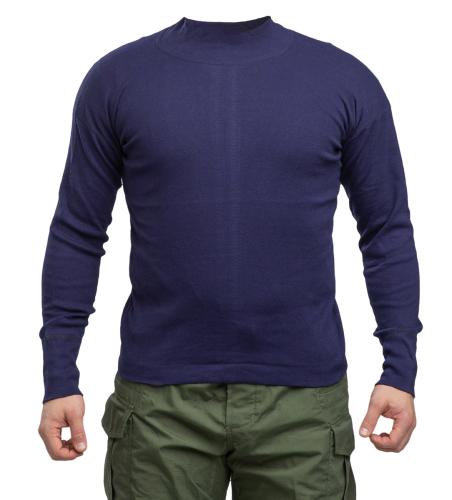 Italian Turtleneck Shirt, Cotton, Navy Blue, Surplus